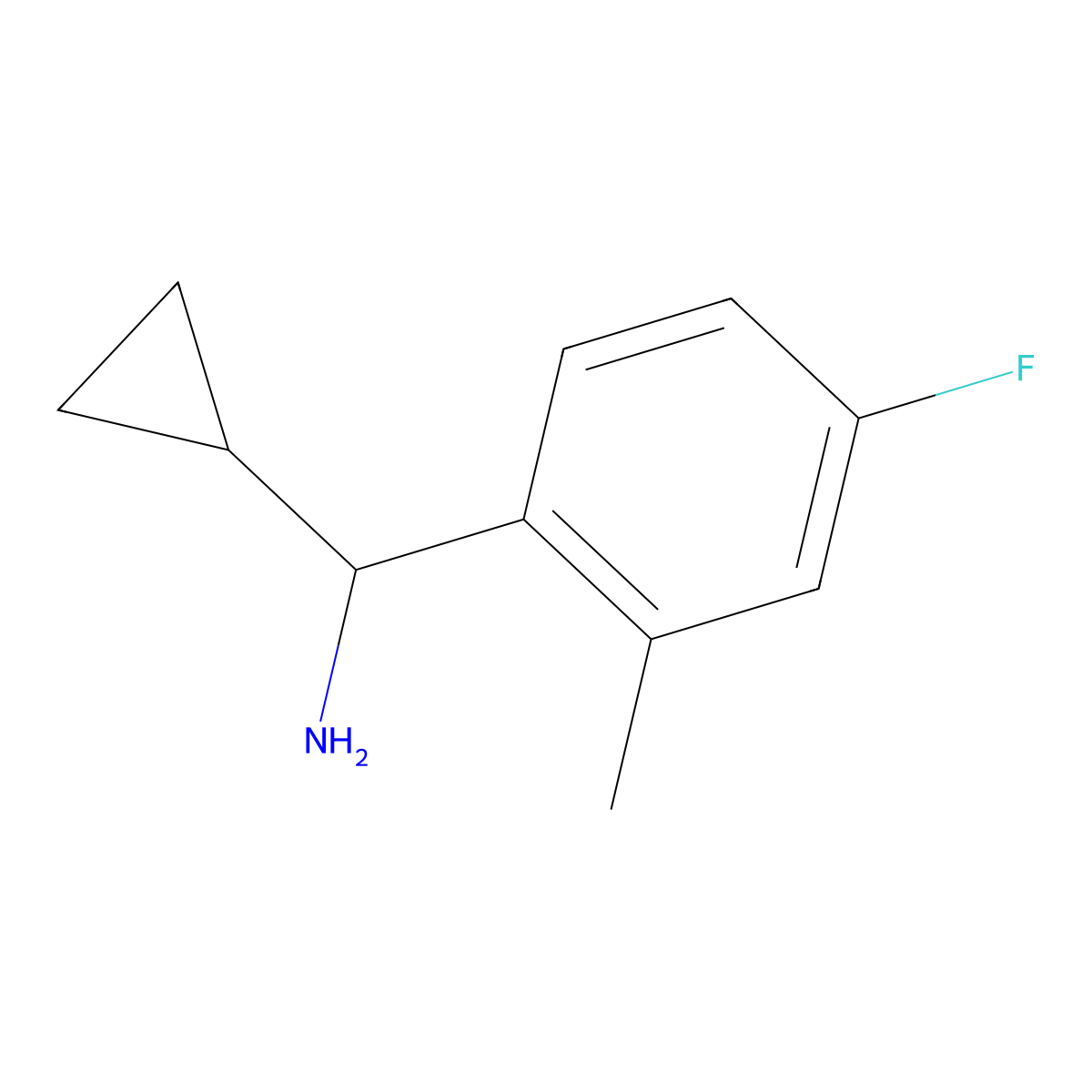 (R)-cyclopropyl(4-fluoro-2-methylphenyl)methanamine molecular structure, CAS 1213637-36-5