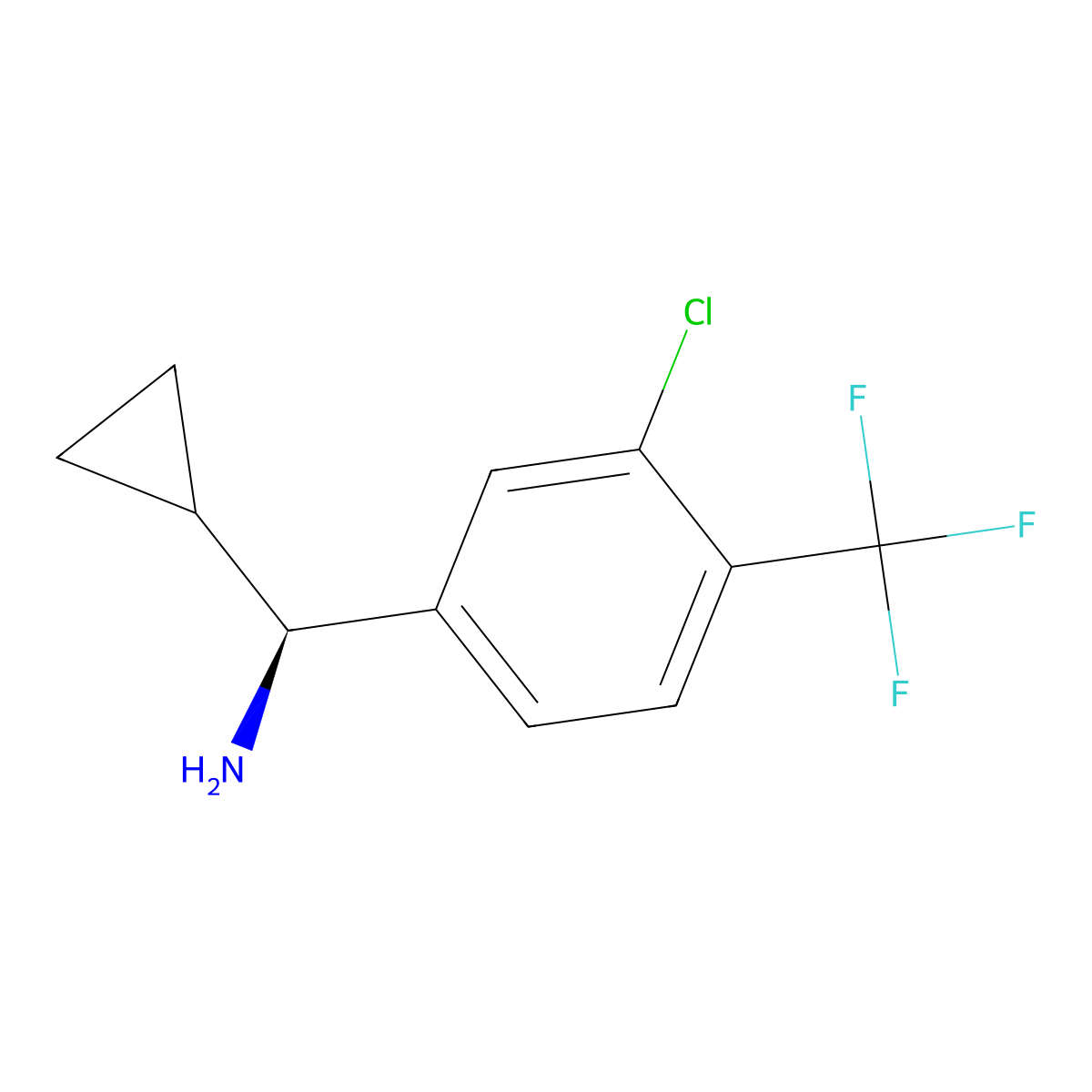 (S)-(3-Chloro-4-(trifluoromethyl)phenyl)(cyclopropyl)methanamine molecular structure, CAS 1213642-16-0