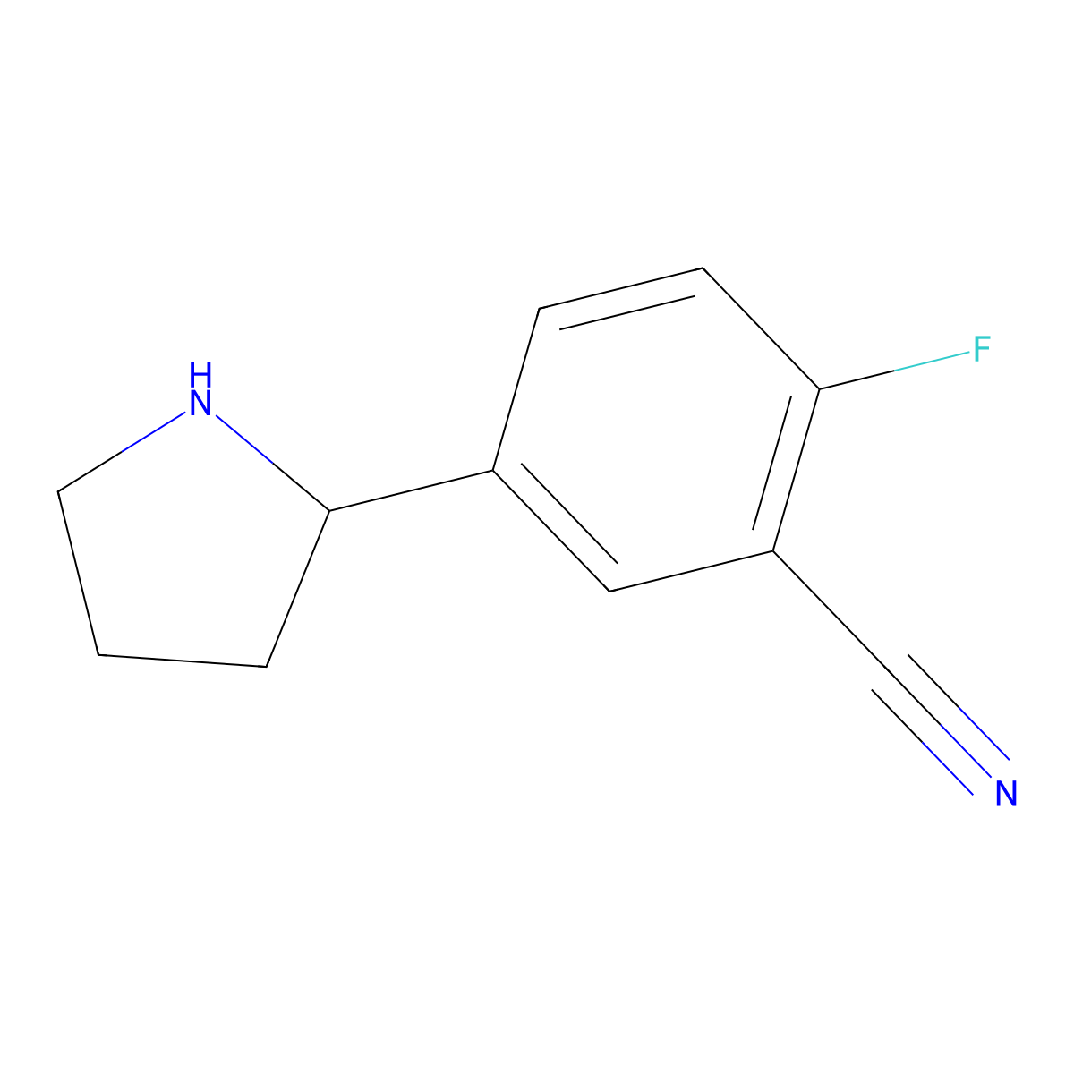 (R)-2-Fluoro-5-(pyrrolidin-2-yl)benzonitrile molecular structure, CAS 1213642-25-1