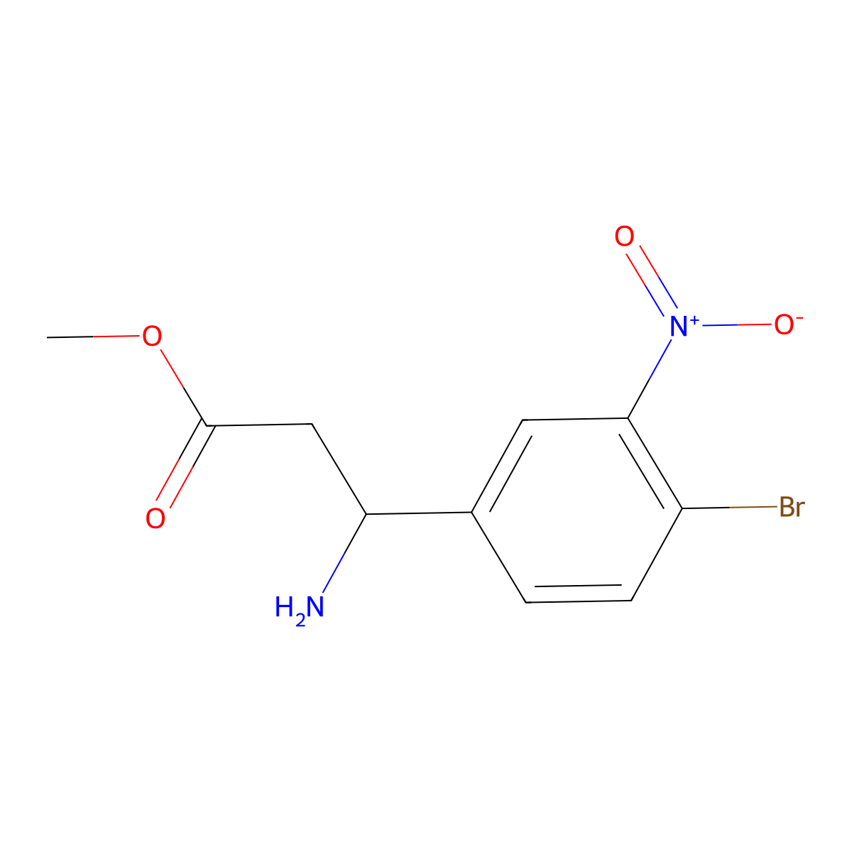 methyl (3S)-3-amino-3-(4-bromo-3-nitrophenyl)propanoate molecular structure, CAS 1213643-28-7