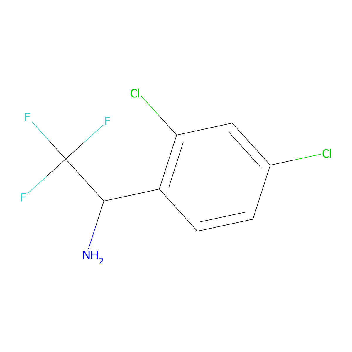 (1S)-1-(2,4-Dichlorophenyl)-2,2,2-trifluoroethanamine molecular structure, CAS 1213646-56-0