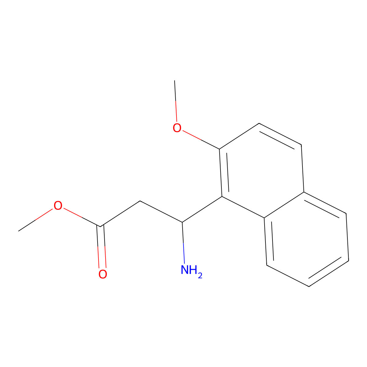 methyl (3S)-3-amino-3-(2-methoxynaphthalen-1-yl)propanoate molecular structure, CAS 1213656-67-7