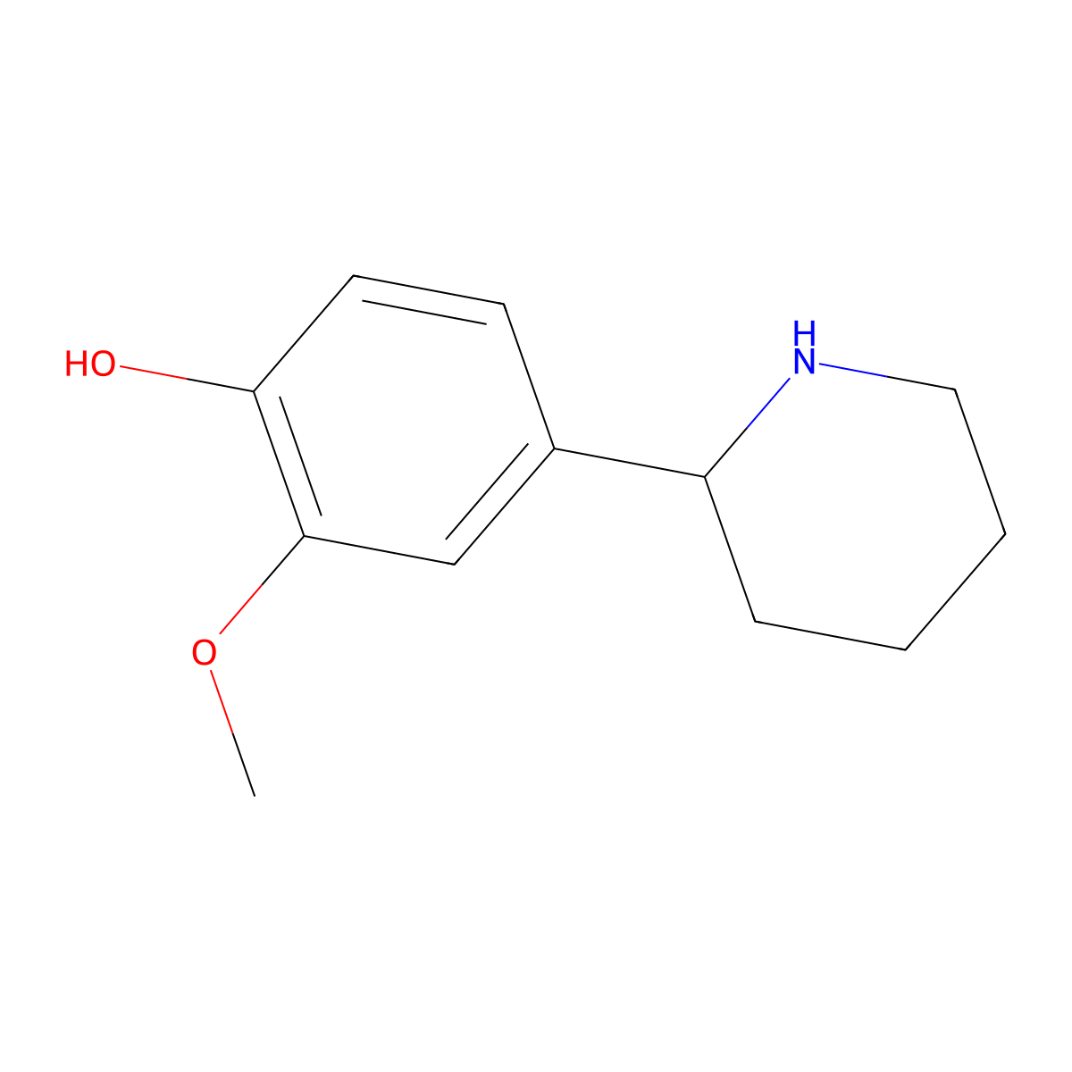(R)-2-Methoxy-4-(piperidin-2-yl)phenol molecular structure, CAS 1213658-61-7