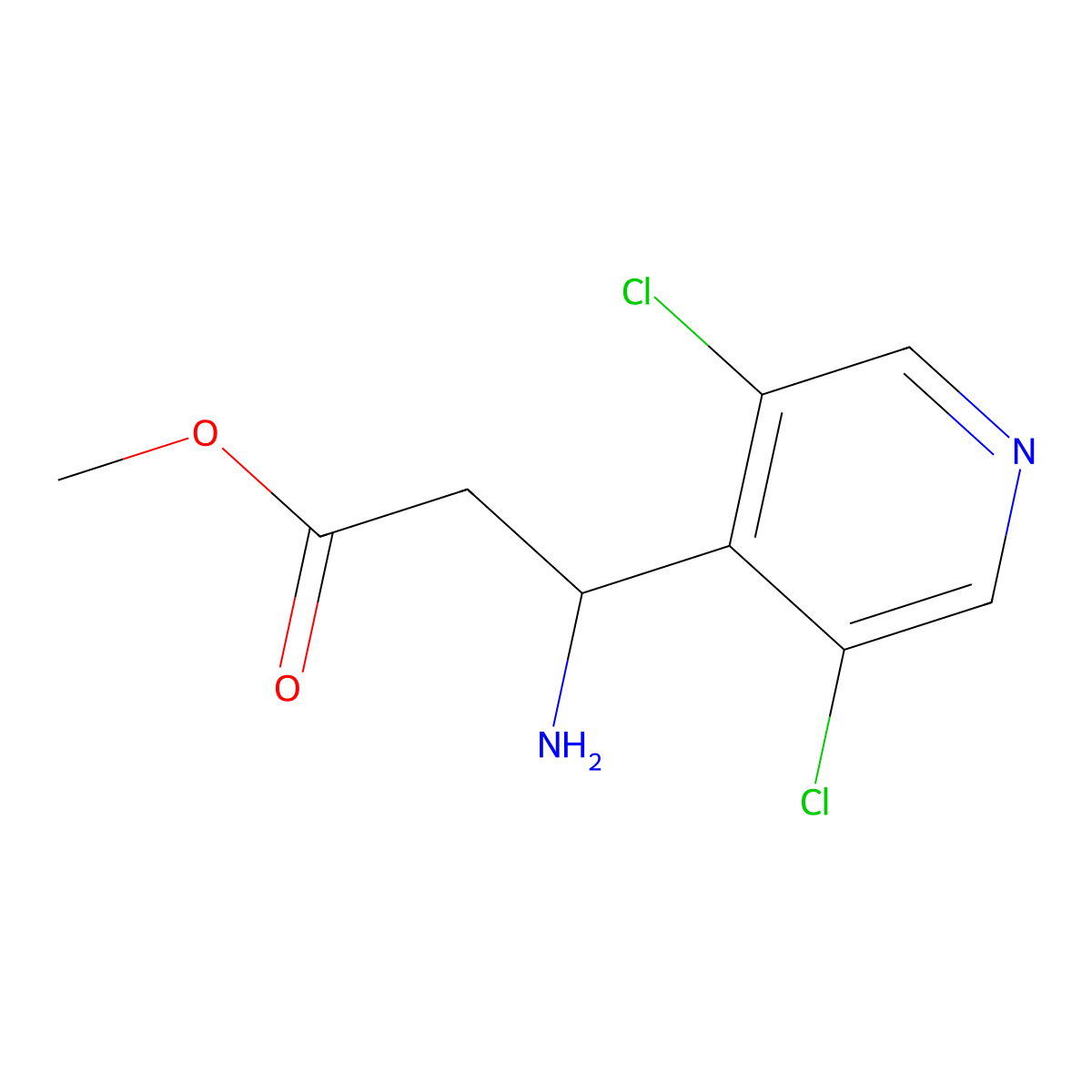 methyl (3S)-3-amino-3-(3,5-dichloropyridin-4-yl)propanoate molecular structure, CAS 1213658-92-4