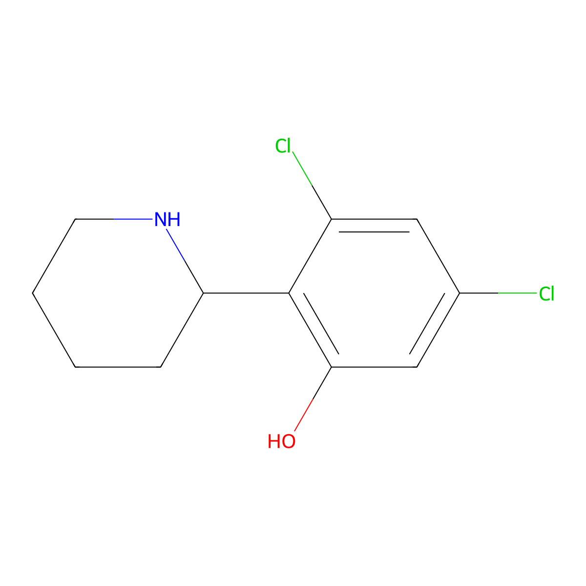 3,5-Dichloro-2-(2R)-2-piperidinylphenol molecular structure, CAS 1213661-29-0