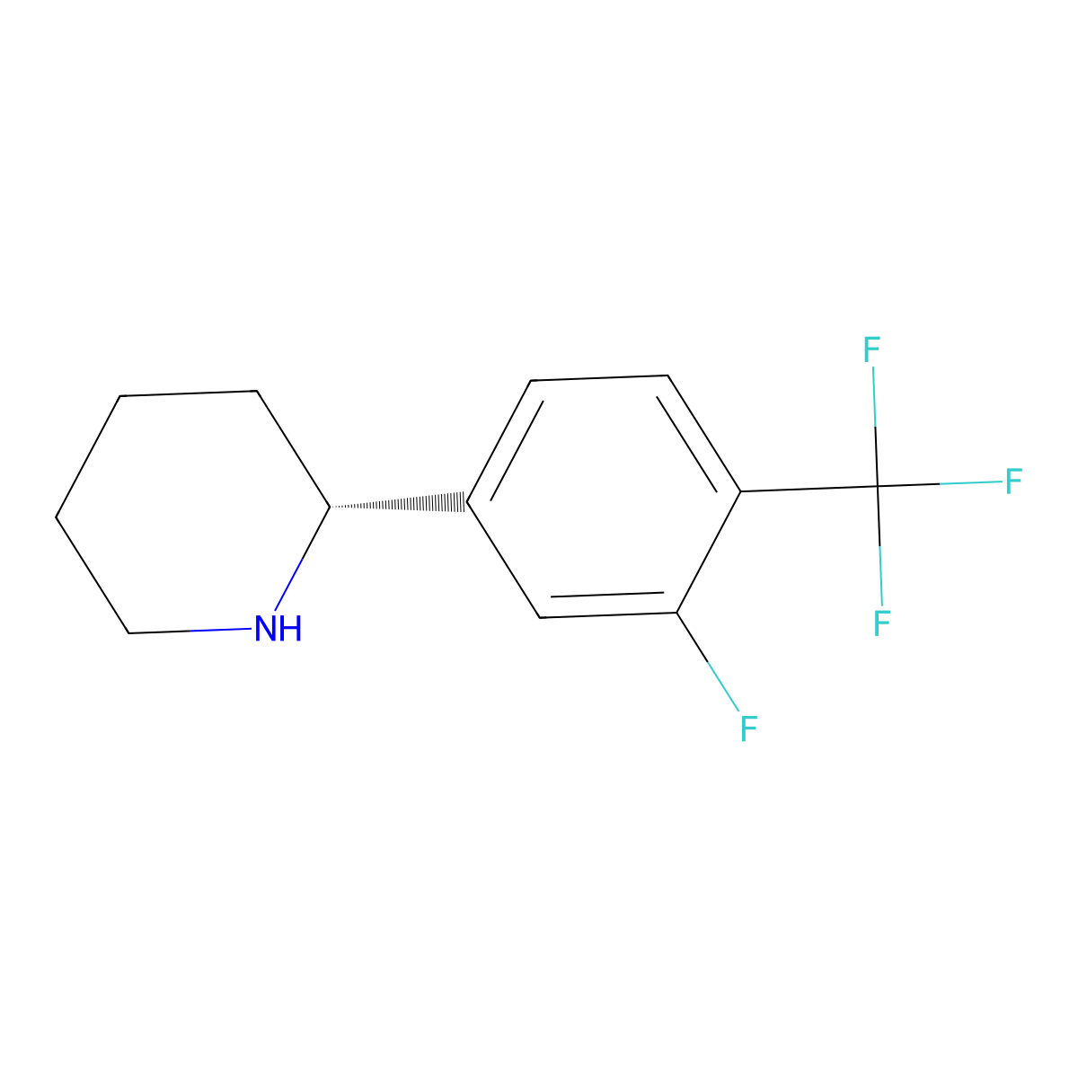 (R)-2-(3-Fluoro-4-(trifluoromethyl)phenyl)piperidine molecular structure, CAS 1213682-15-5