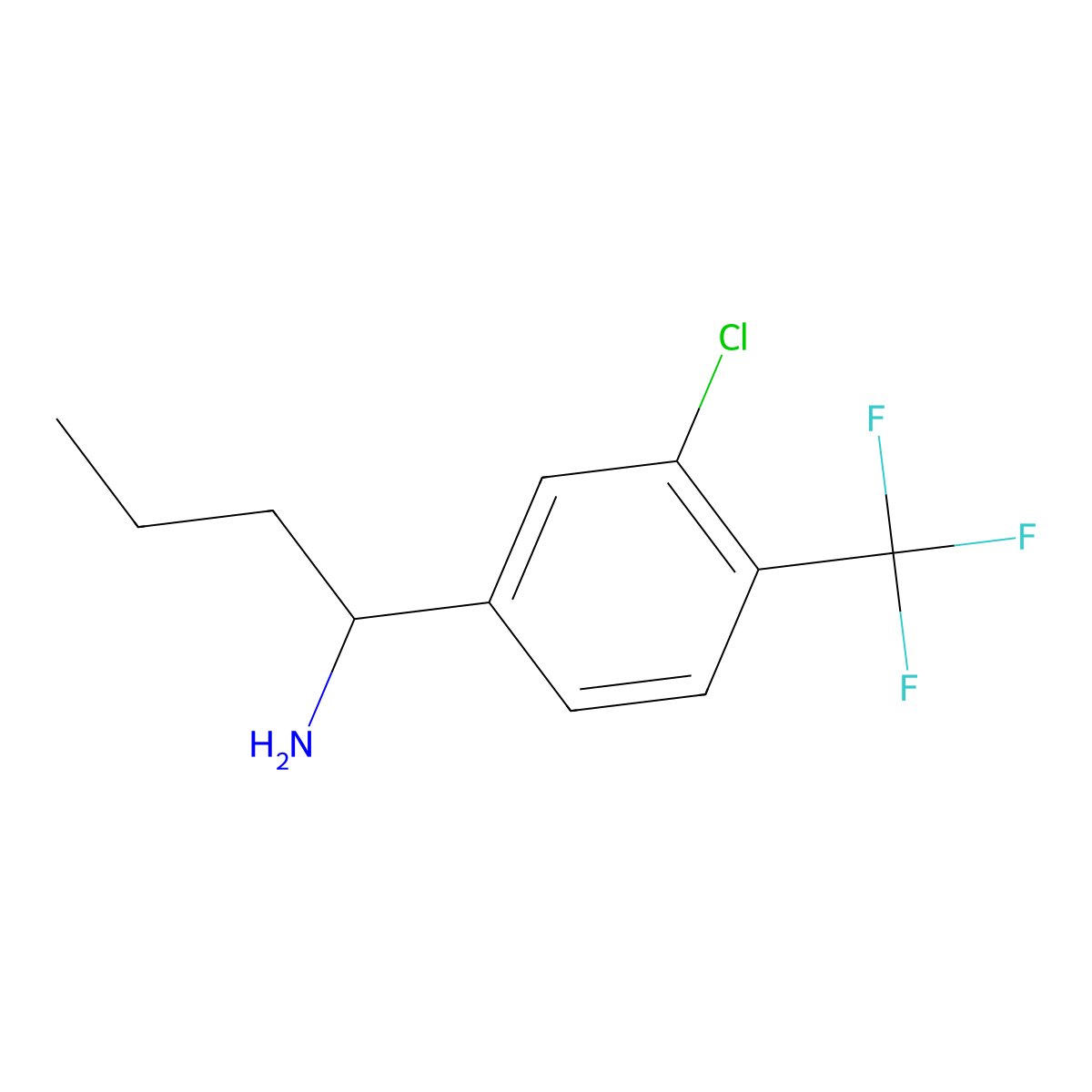 (S)-1-(3-Chloro-4-(trifluoromethyl)phenyl)butan-1-amine molecular structure, CAS 1213683-46-5