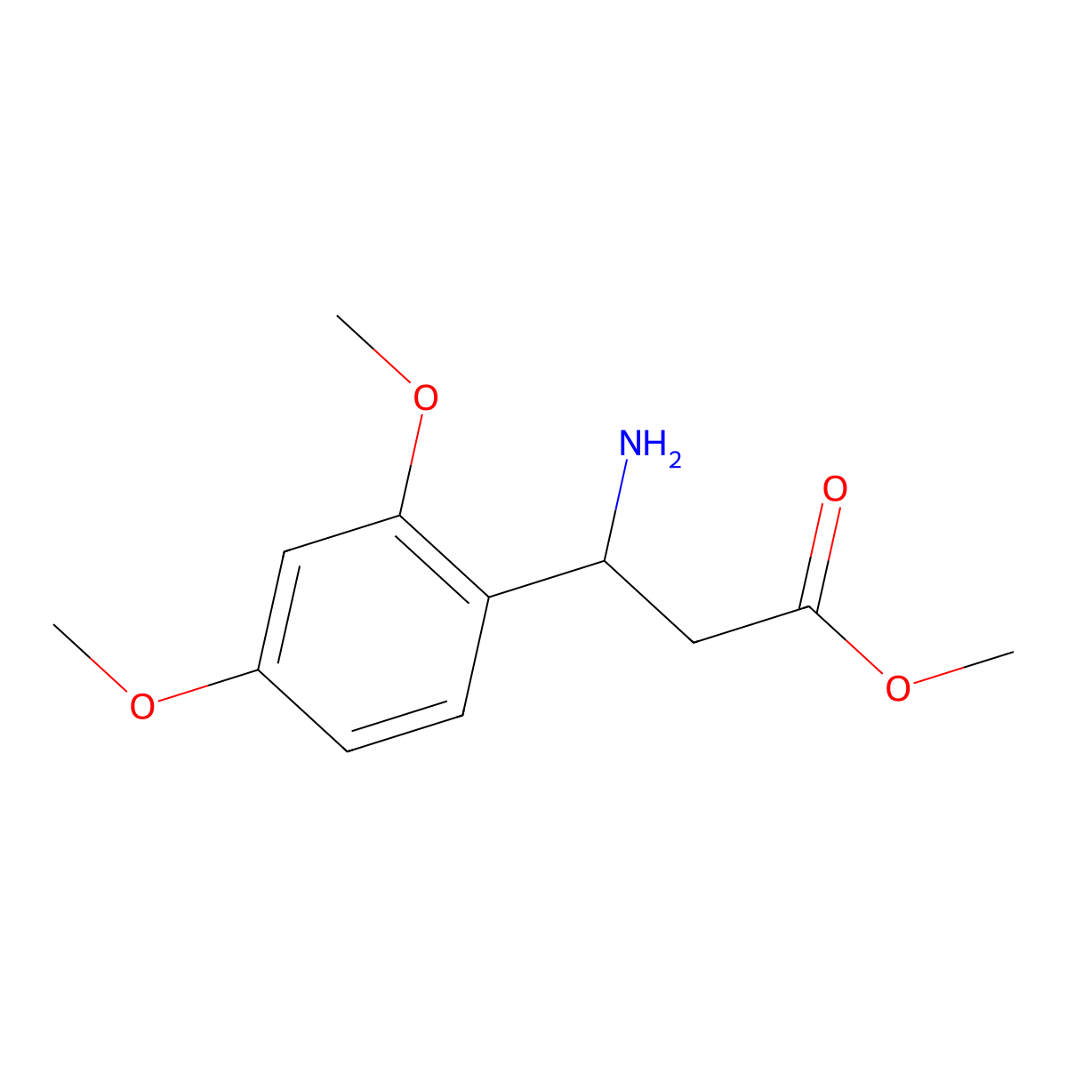 methyl (3S)-3-amino-3-(2,4-dimethoxyphenyl)propanoate molecular structure, CAS 1213684-81-1