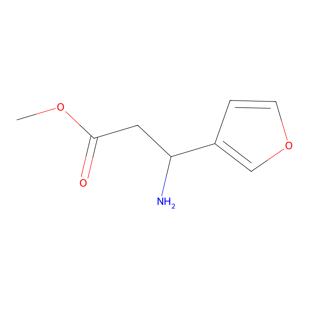 Methyl (3R)-3-amino-3-(furan-3-YL)propanoate molecular structure, CAS 1213686-75-9