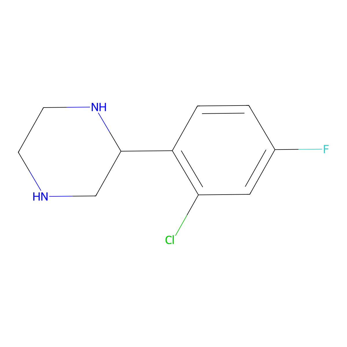 (2S)-2-(2-Chloro-4-fluorophenyl)piperazine molecular structure, CAS 1213689-94-1