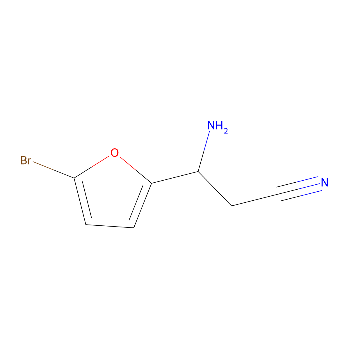 (S)-3-Amino-3-(5-bromofuran-2-yl)propanenitrile molecular structure, CAS 1213690-41-5