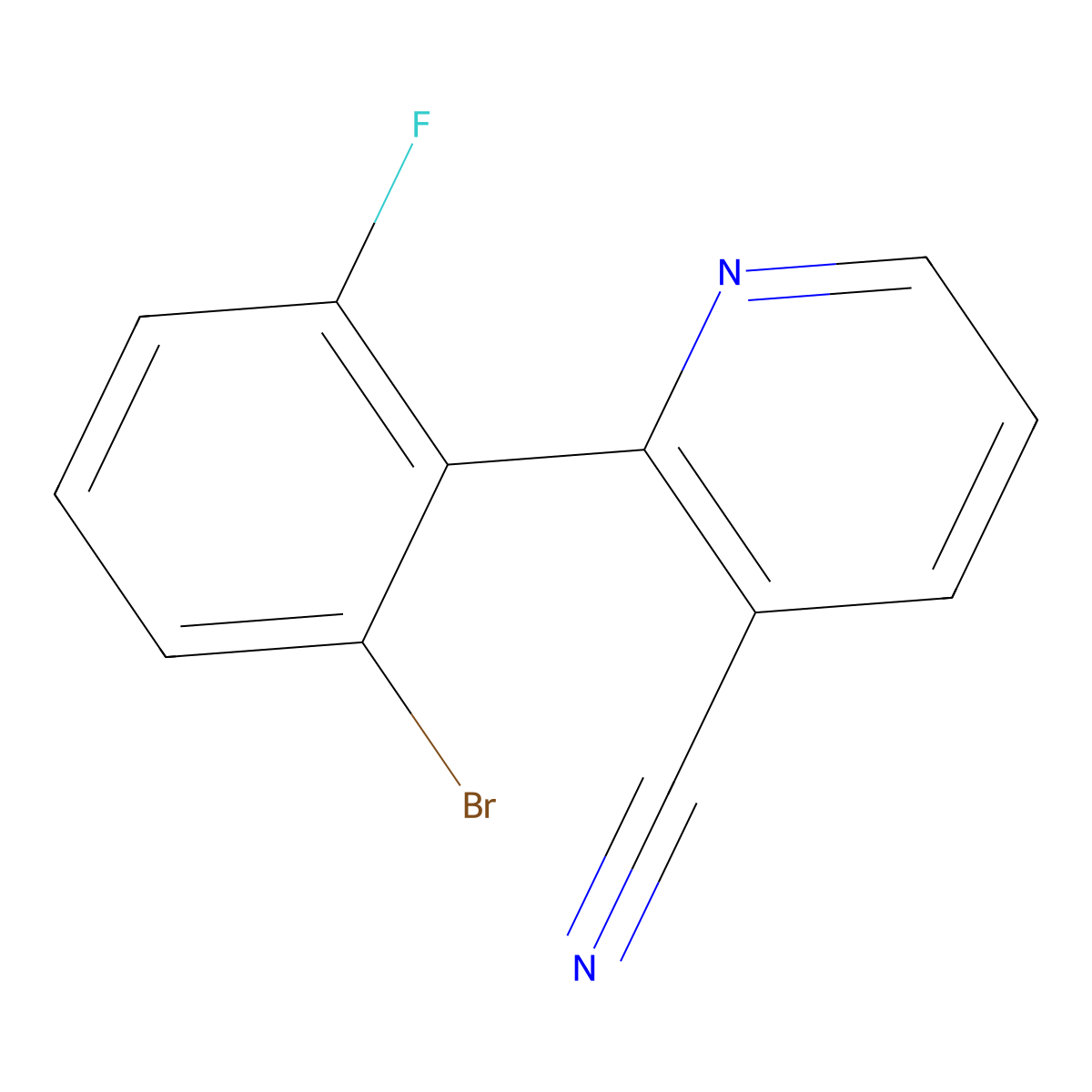 2-(2-Bromo-6-fluorophenyl)nicotinonitrile molecular structure, CAS 1213704-92-7