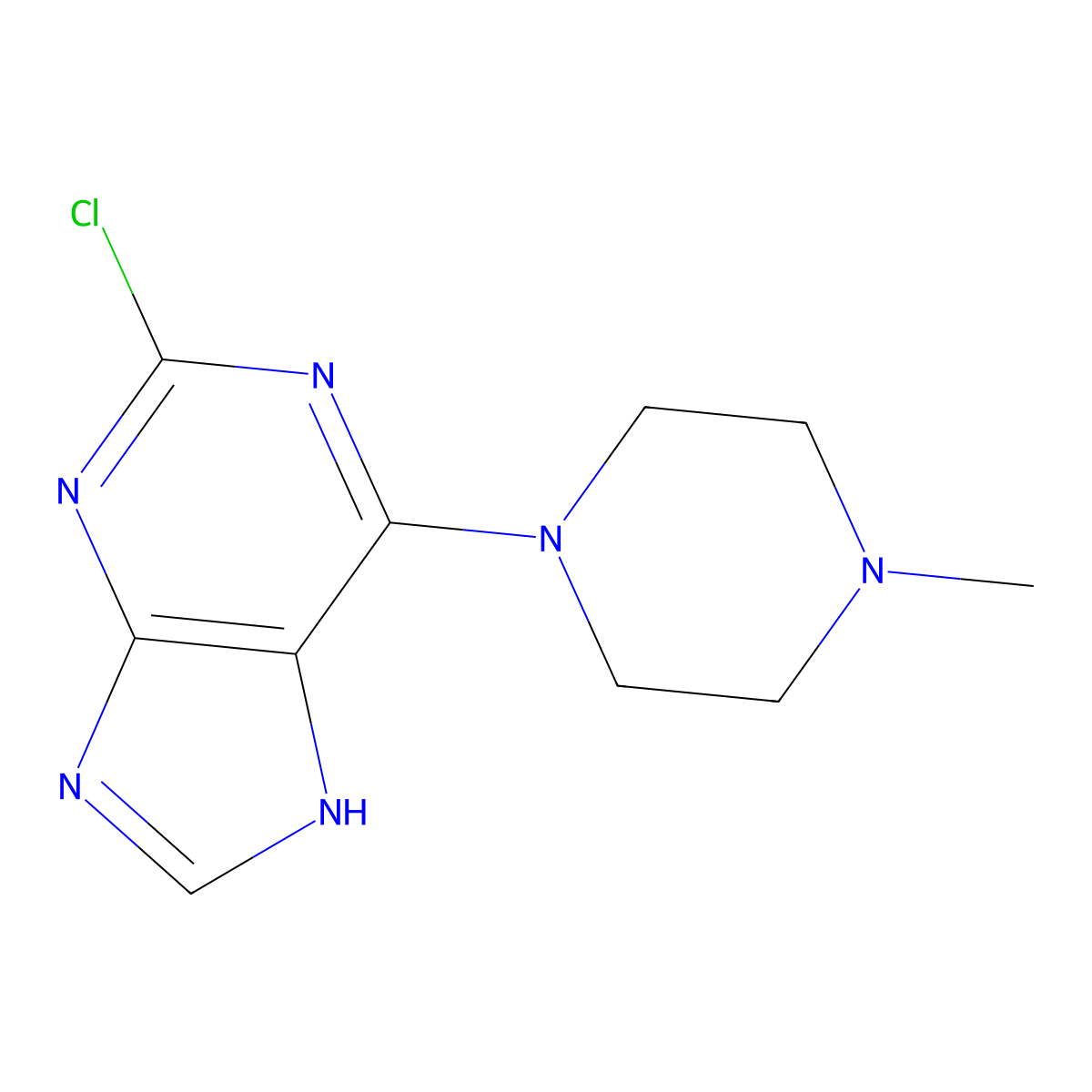 2-chloro-6-(4-methylpiperazin-1-yl)-7H-purine molecular structure, CAS 121371-16-2