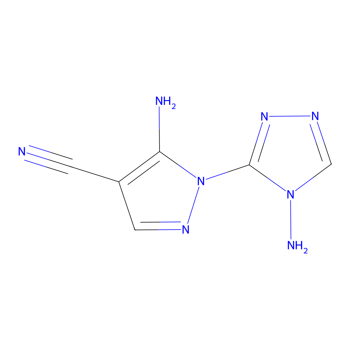 5-amino-1-(4-amino-4H-1,2,4-triazol-3-yl)-1H-pyrazole-4-carbonitrile molecular structure, CAS 121378-76-5