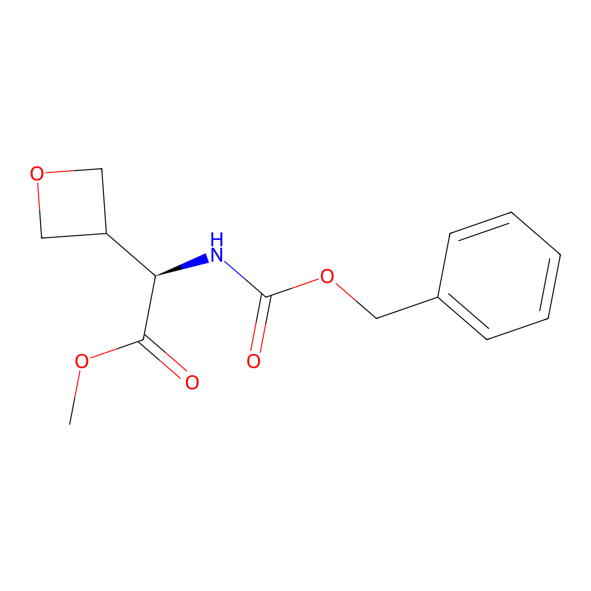 Methyl (2R)-2-(benzyloxycarbonylamino)-2-(oxetan-3-yl)acetate molecular structure, CAS 1213783-61-9