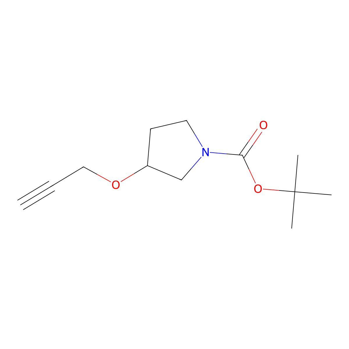 (S)-tert-butyl 3-(prop-2-yn-1-yloxy)pyrrolidine-1-carboxylate molecular structure, CAS 1213789-15-1