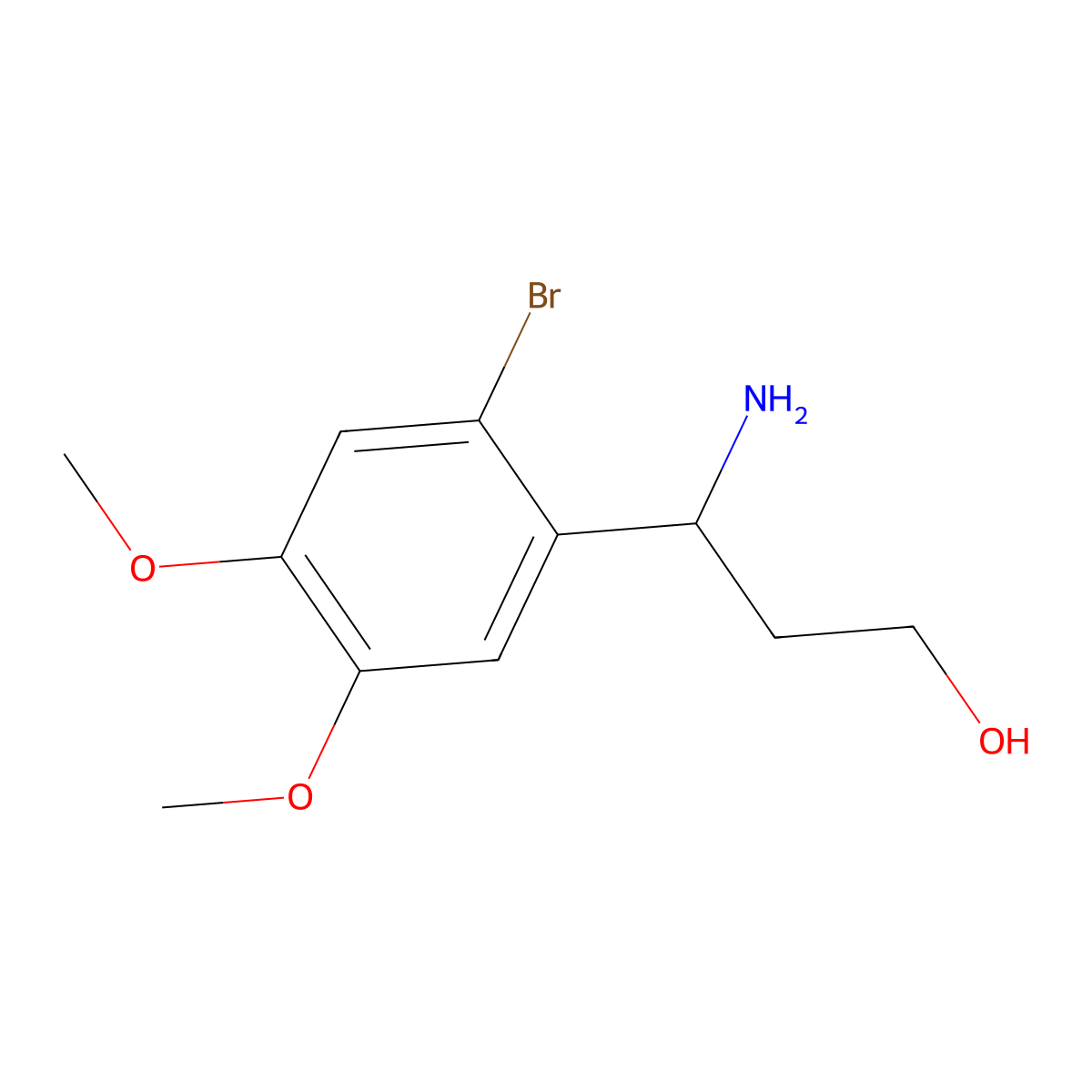 (3R)-3-amino-3-(2-bromo-4,5-dimethoxyphenyl)propan-1-ol molecular structure, CAS 1213829-54-9