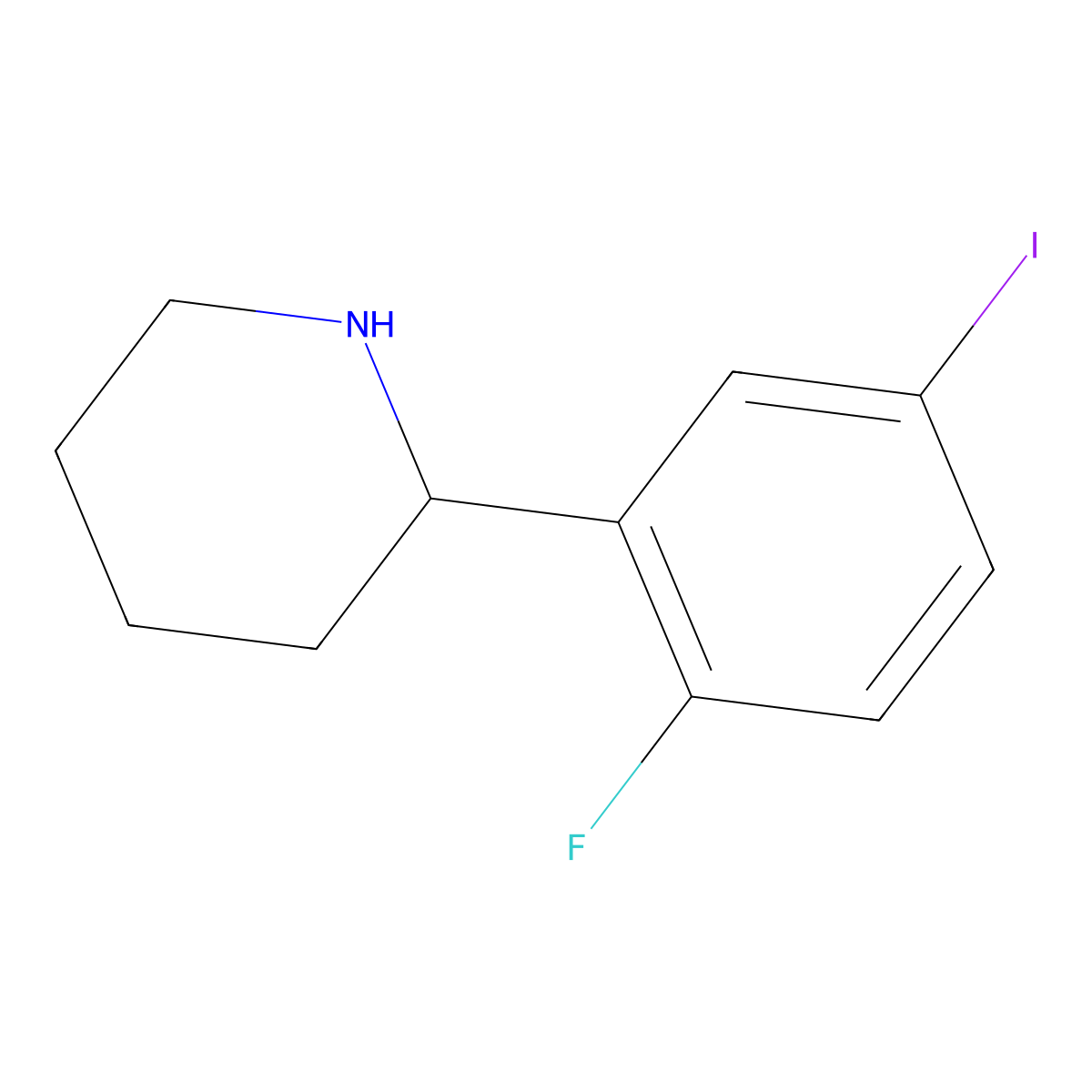 (S)-2-(2-Fluoro-5-iodophenyl)piperidine molecular structure, CAS 1213837-15-0