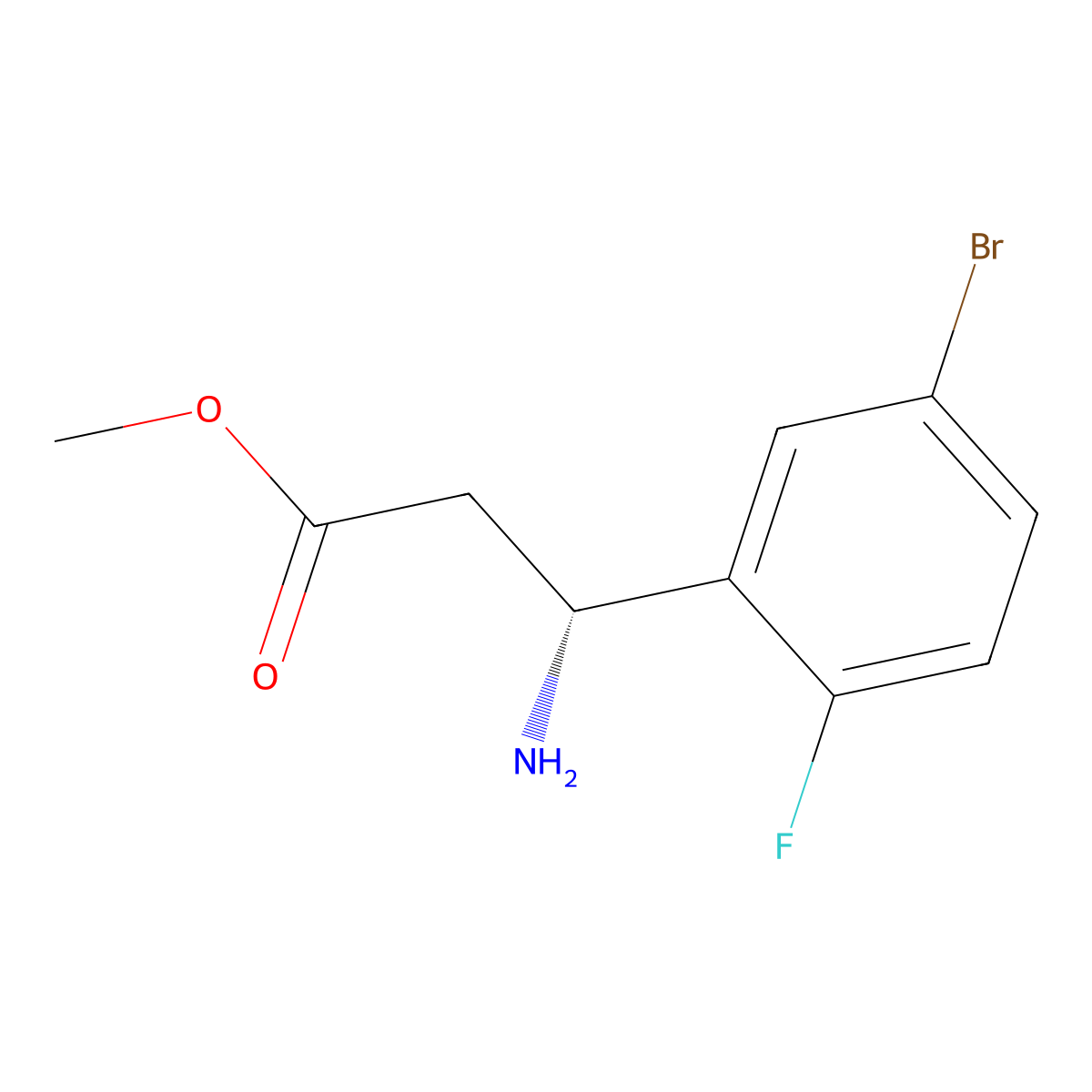 Methyl (R)-3-amino-3-(5-bromo-2-fluorophenyl)propanoate molecular structure, CAS 1213840-24-4