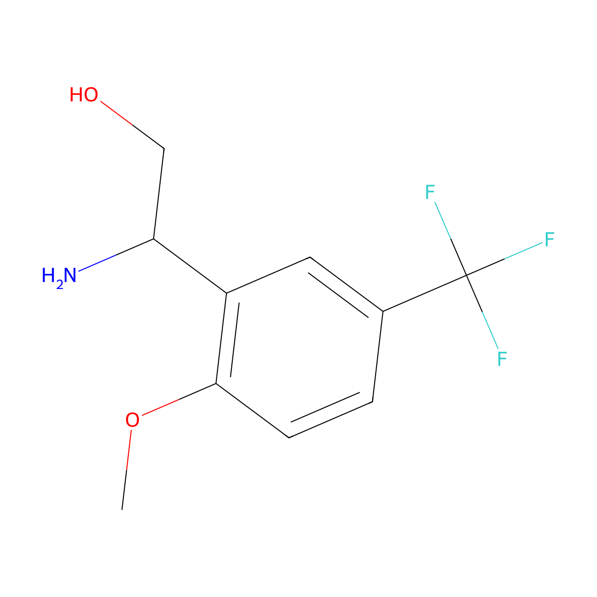 (r)-2-Amino-2-(2-methoxy-5-(trifluoromethyl)phenyl)ethan-1-ol molecular structure, CAS 1213841-57-6