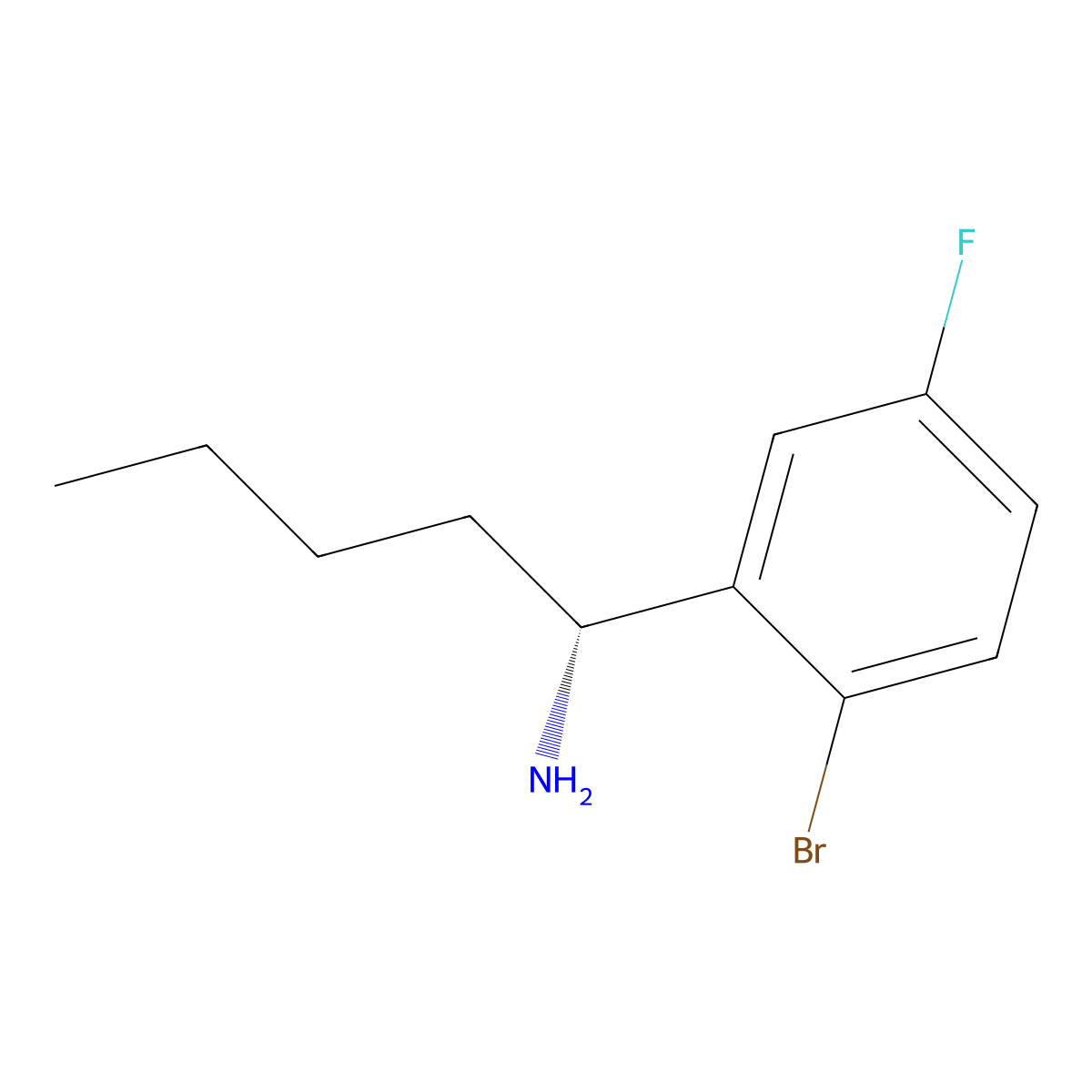 (R)-1-(2-Bromo-5-fluorophenyl)pentan-1-amine molecular structure, CAS 1213843-89-0
