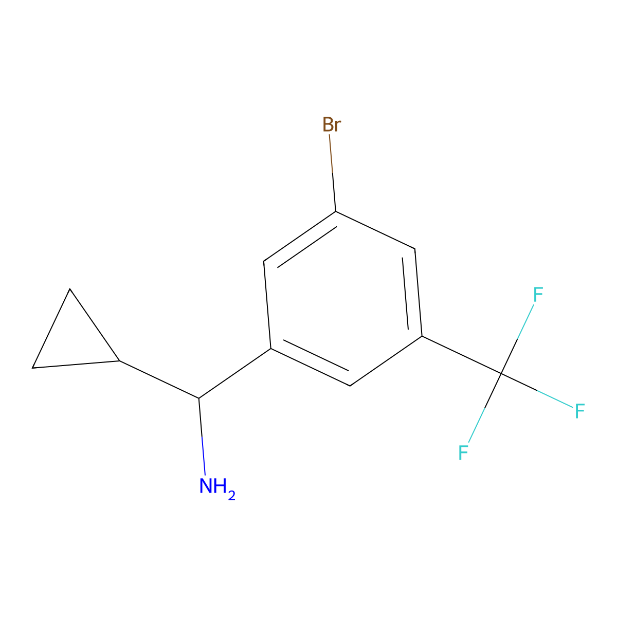 (S)-(3-Bromo-5-(trifluoromethyl)phenyl)(cyclopropyl)methanamine molecular structure, CAS 1213843-98-1