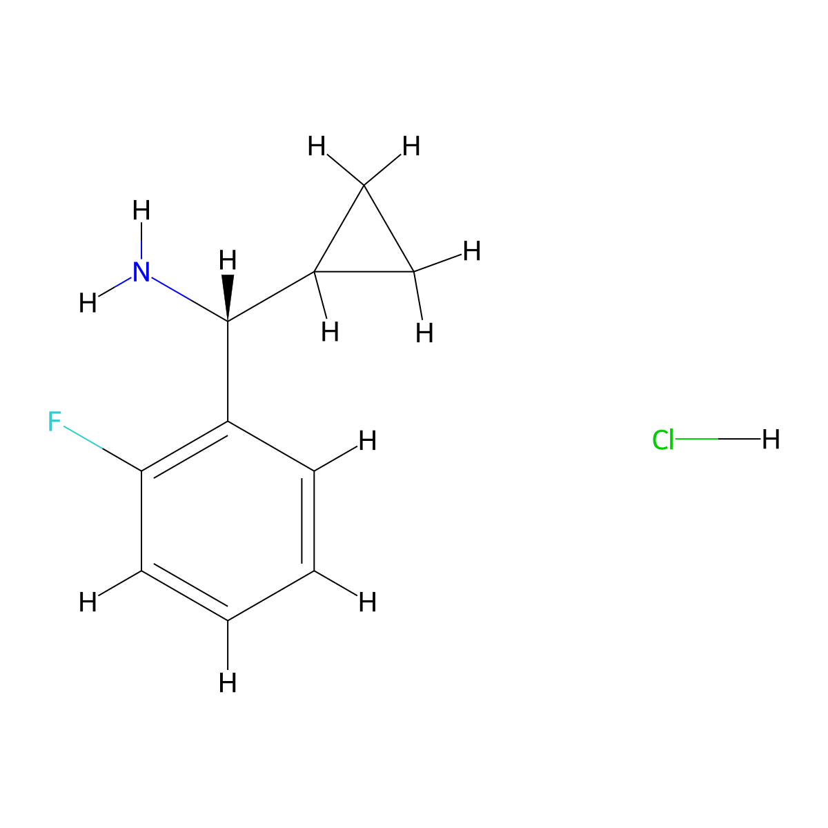 (R)-Cyclopropyl(2-fluorophenyl)methanamine hydrochloride molecular structure, CAS 1213846-75-3