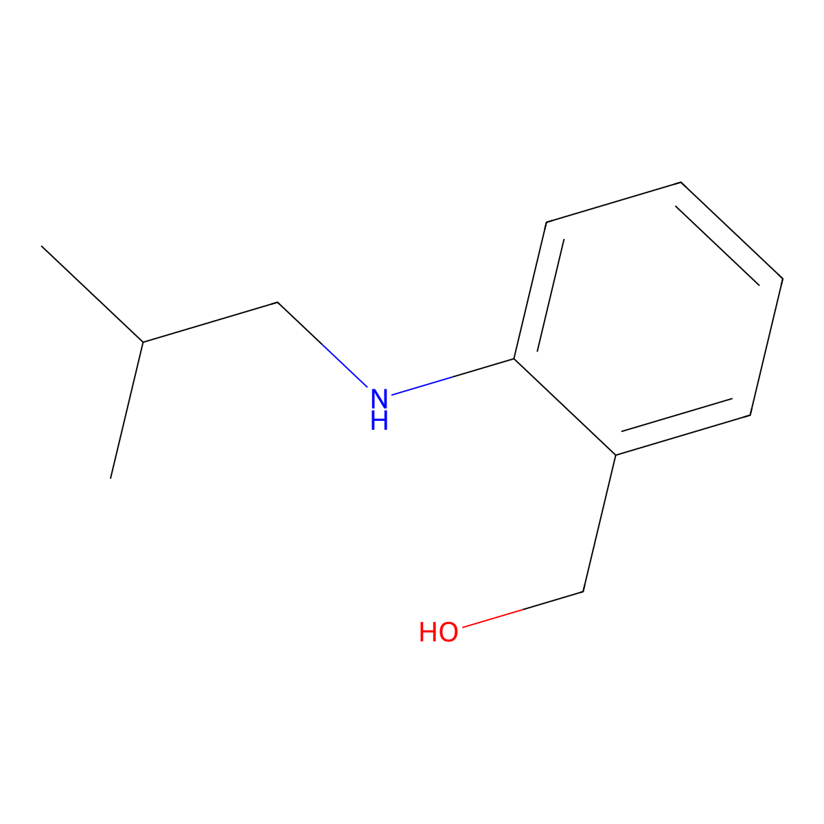 Benzenemethanol, 2-[(2-methylpropyl)amino]- molecular structure, CAS 121385-36-2