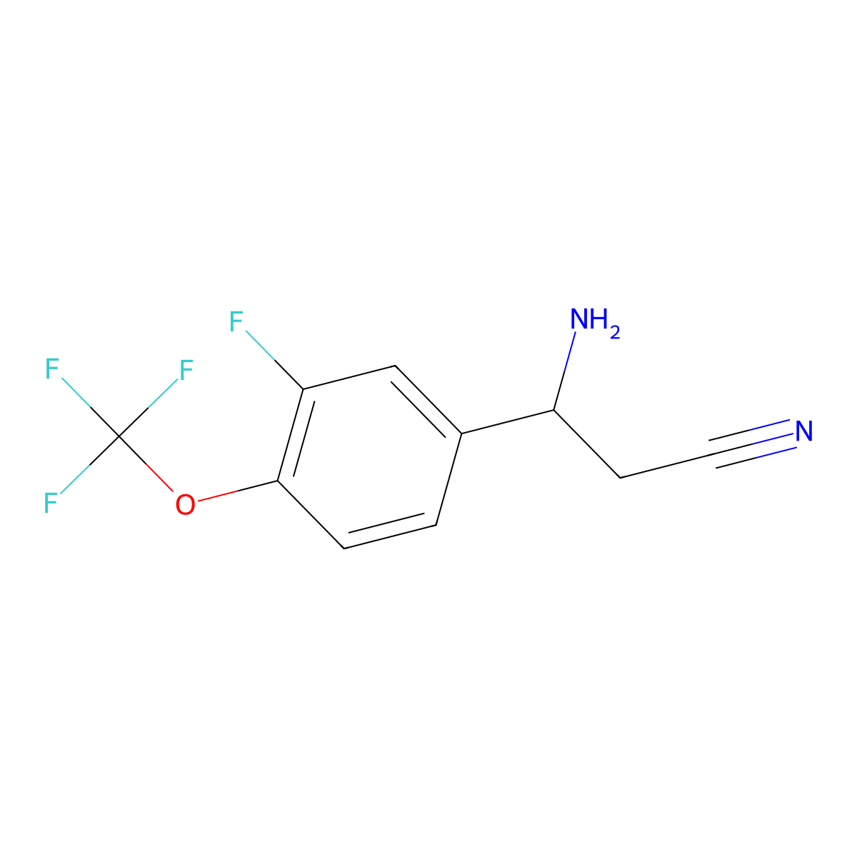 (3S)-3-Amino-3-[3-fluoro-4-(trifluoromethoxy)phenyl]propanenitrile molecular structure, CAS 1213850-50-0