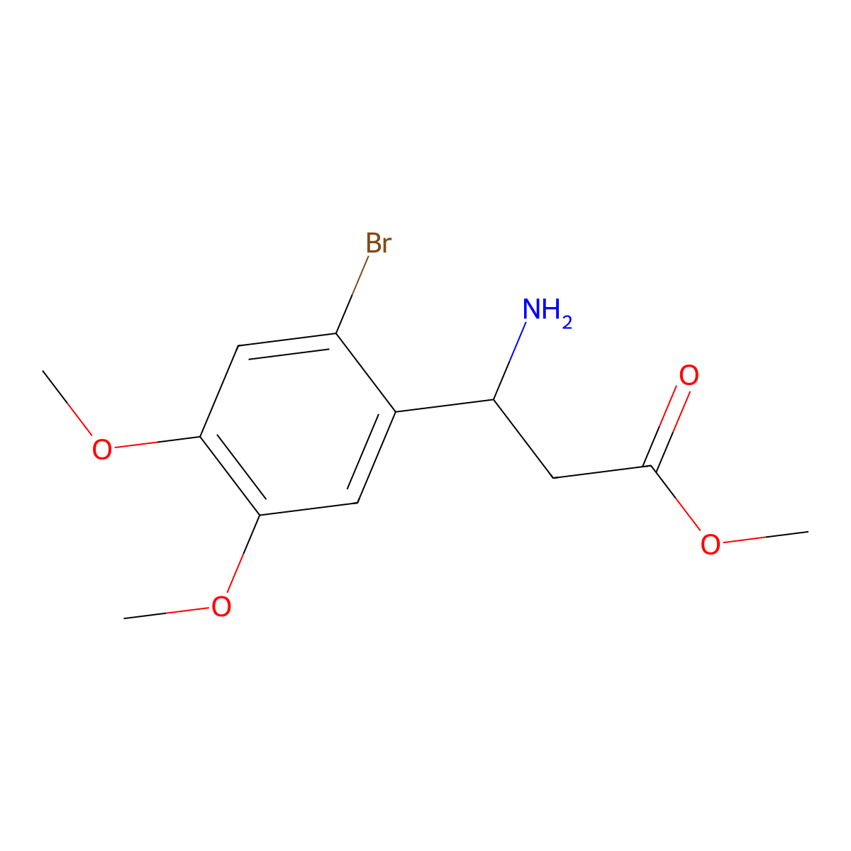 Methyl (3R)-3-amino-3-(2-bromo-4,5-dimethoxyphenyl)propanoate molecular structure, CAS 1213853-61-2
