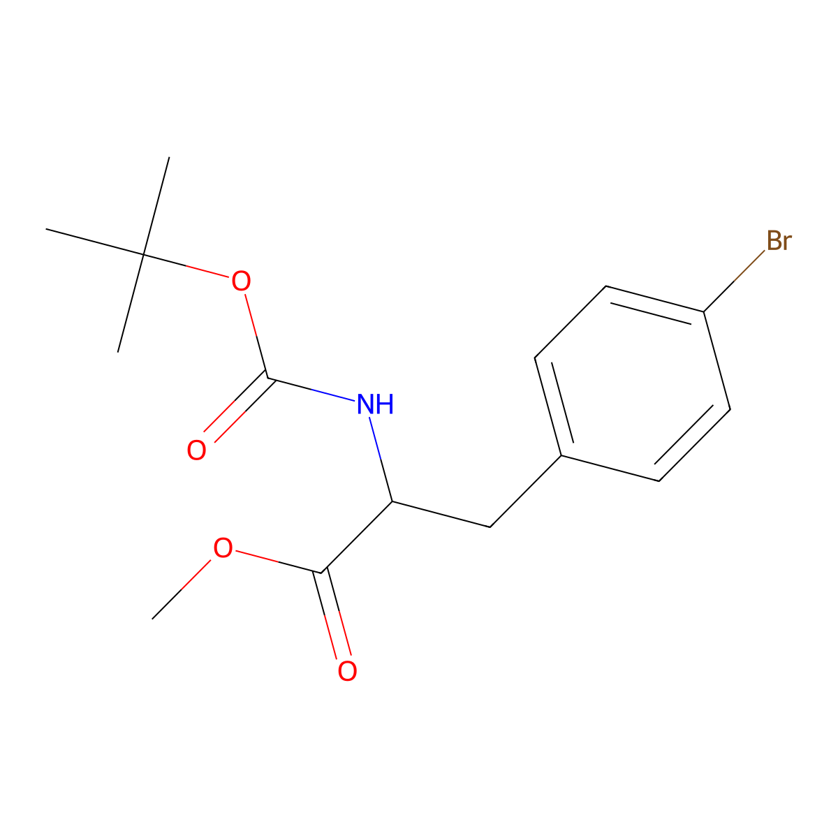 Boc-4-bromo-D-phenylalanine methyl ester molecular structure, CAS 1213855-60-7
