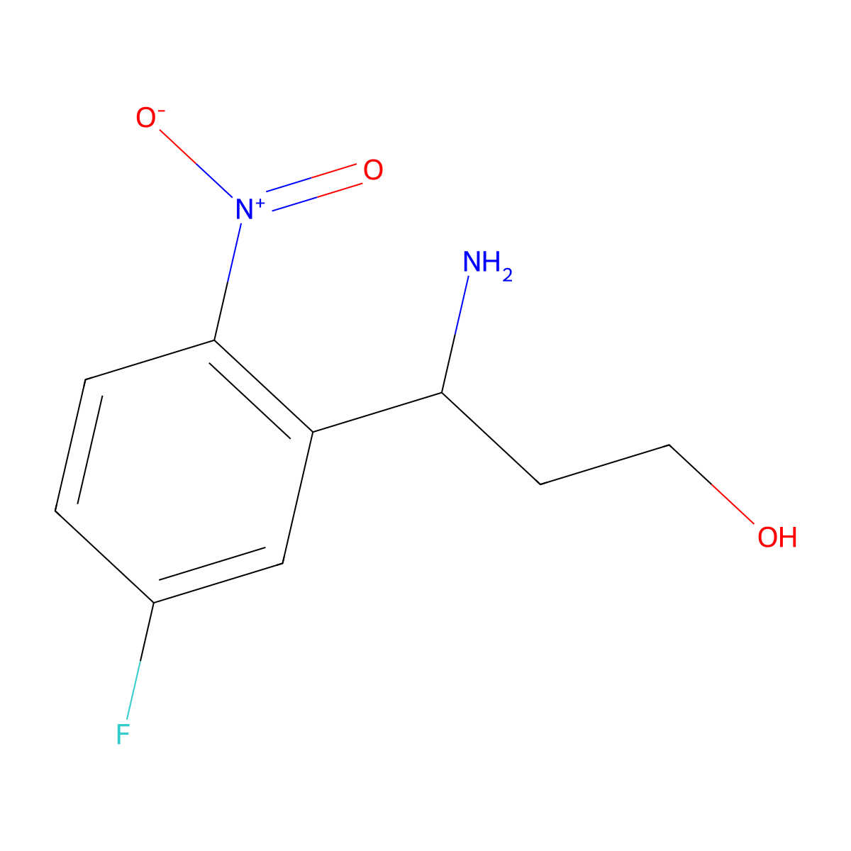 (3S)-3-amino-3-(5-fluoro-2-nitrophenyl)propan-1-ol molecular structure, CAS 1213857-31-8