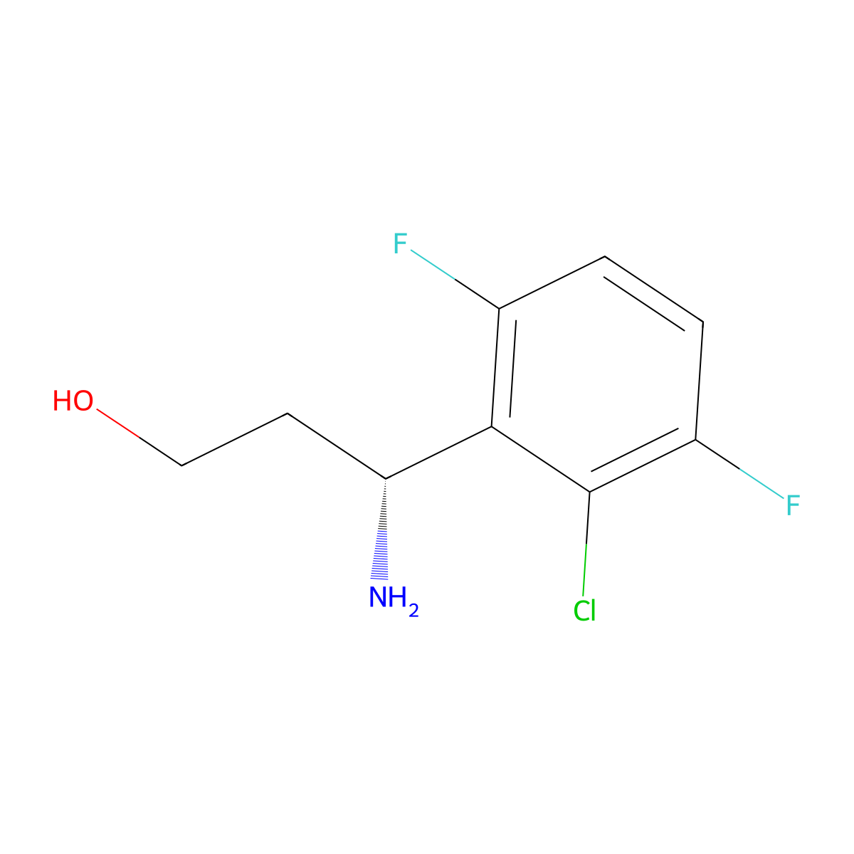 (3R)-3-Amino-3-(2-chloro-3,6-difluorophenyl)propan-1-OL molecular structure, CAS 1213859-60-9