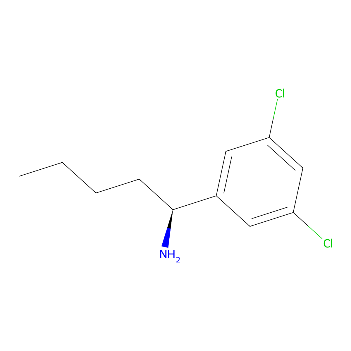 (S)-1-(3,5-Dichlorophenyl)pentan-1-amine molecular structure, CAS 1213860-12-8