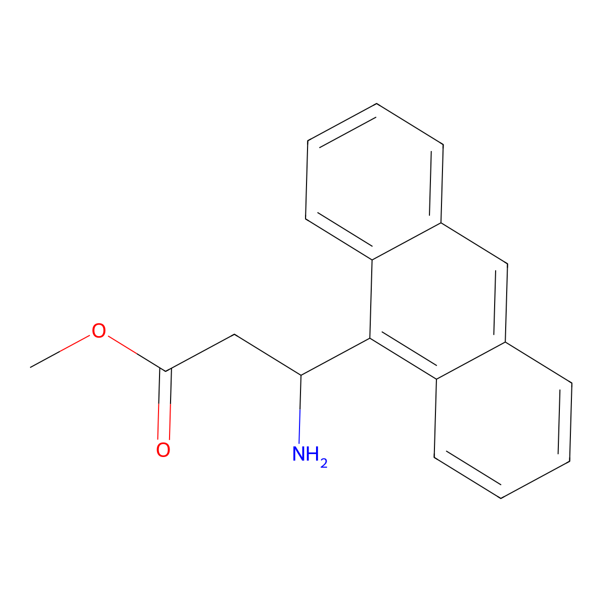 methyl (3S)-3-amino-3-(anthracen-9-yl)propanoate molecular structure, CAS 1213862-95-3