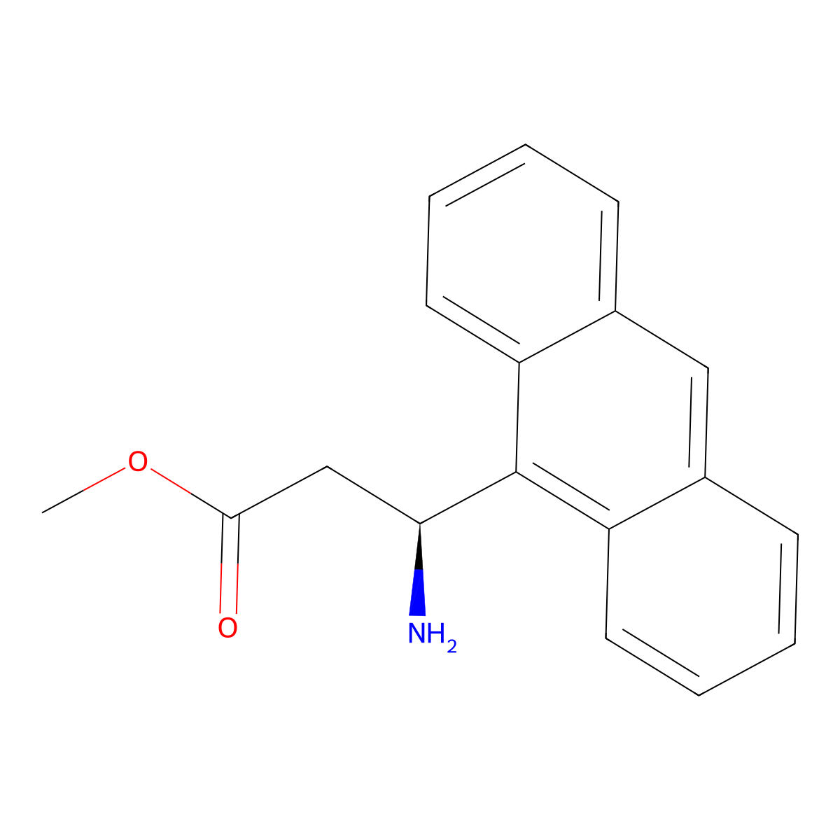 methyl (3S)-3-amino-3-(anthracen-9-yl)propanoate molecular structure, CAS 1213862-95-3