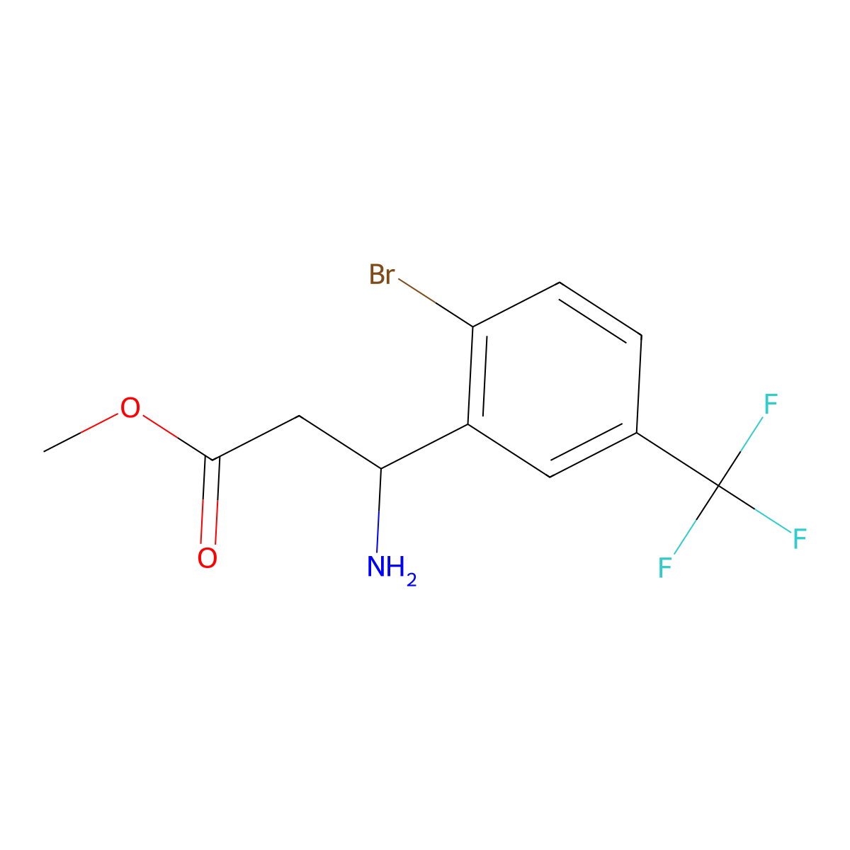 methyl (3S)-3-amino-3-[2-bromo-5-(trifluoromethyl)phenyl]propanoate molecular structure, CAS 1213867-10-7