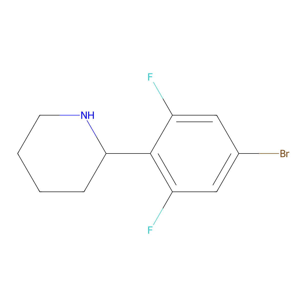 (R)-2-(4-Bromo-2,6-difluorophenyl)piperidine molecular structure, CAS 1213870-87-1