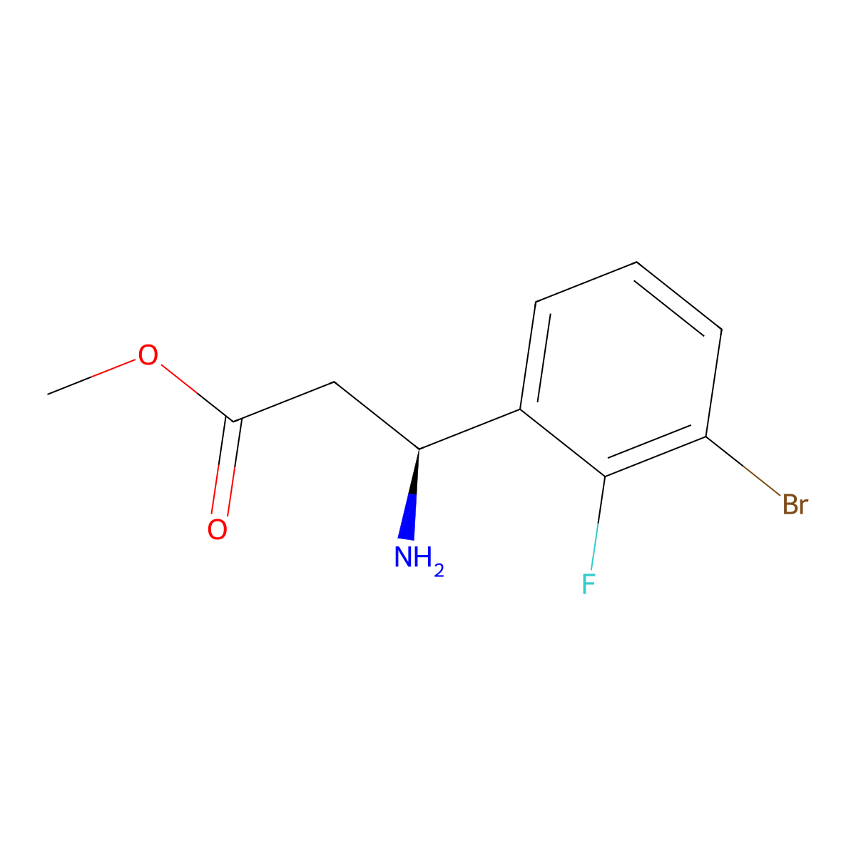 methyl (3S)-3-amino-3-(3-bromo-2-fluorophenyl)propanoate molecular structure, CAS 1213871-15-8