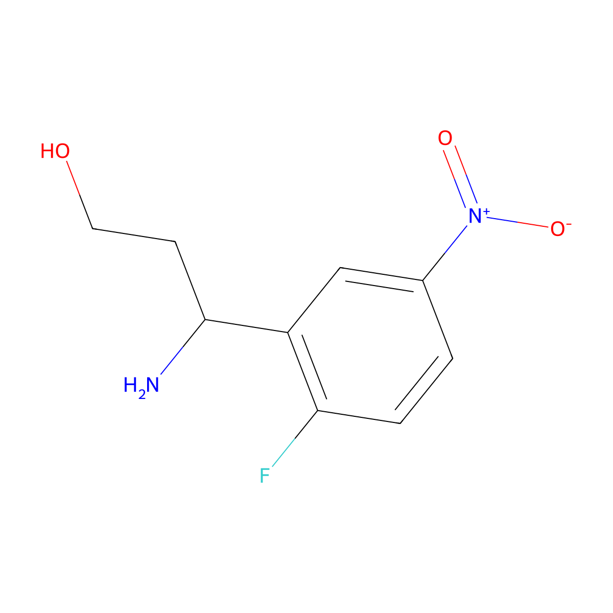 (3S)-3-amino-3-(2-fluoro-5-nitrophenyl)propan-1-ol molecular structure, CAS 1213876-18-6