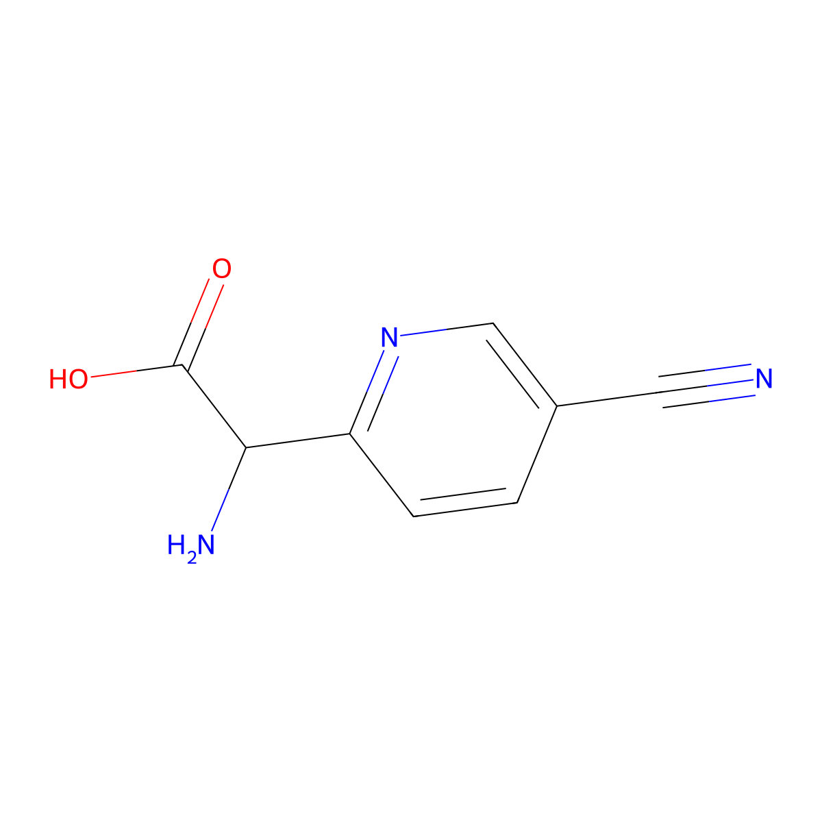 (S)-2-amino-2-(5-cyanopyridin-2-yl)acetic acid molecular structure, CAS 1213877-06-5
