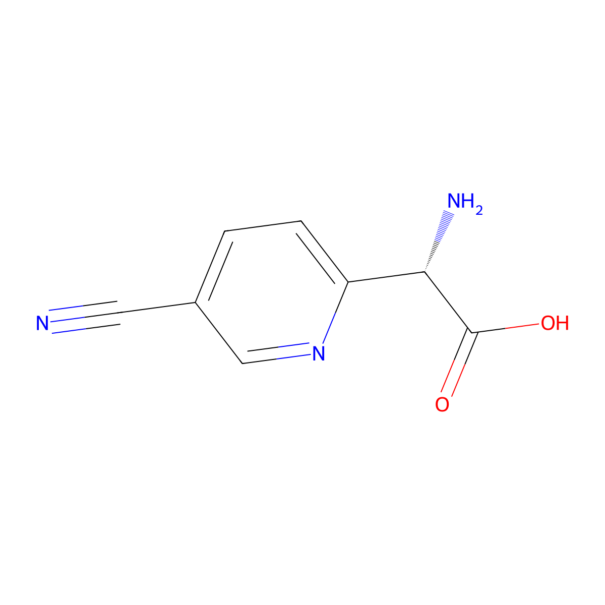 (S)-2-amino-2-(5-cyanopyridin-2-yl)acetic acid molecular structure, CAS 1213877-06-5