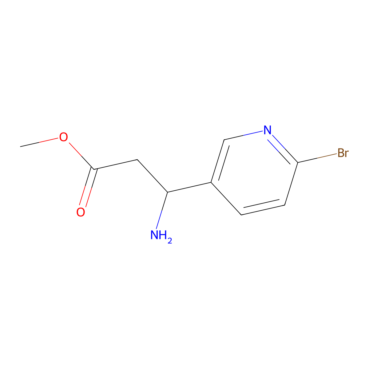 methyl (3S)-3-amino-3-(6-bromopyridin-3-yl)propanoate molecular structure, CAS 1213877-79-2