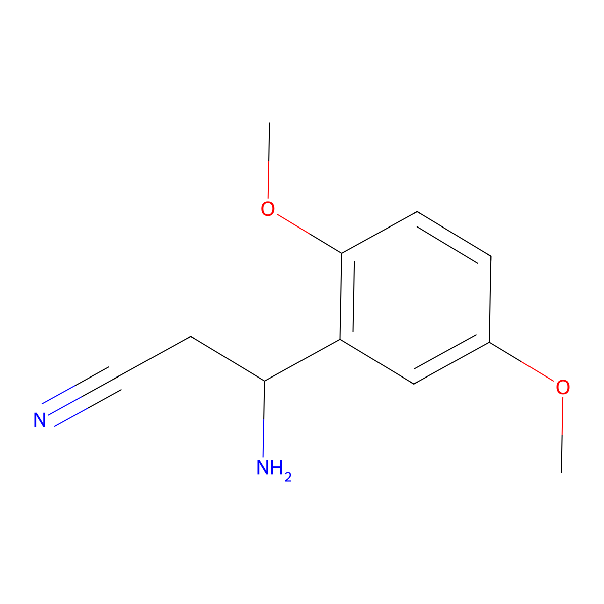 (3S)-3-Amino-3-(2,5-dimethoxyphenyl)propanenitrile molecular structure, CAS 1213898-69-1