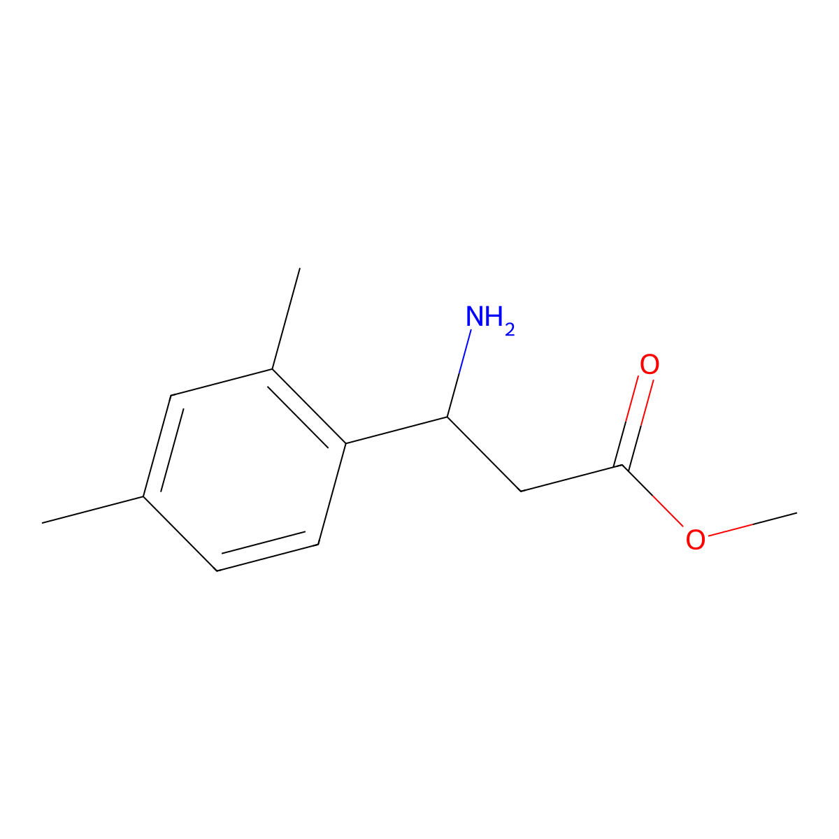 methyl (3S)-3-amino-3-(2,4-dimethylphenyl)propanoate molecular structure, CAS 1213898-72-6