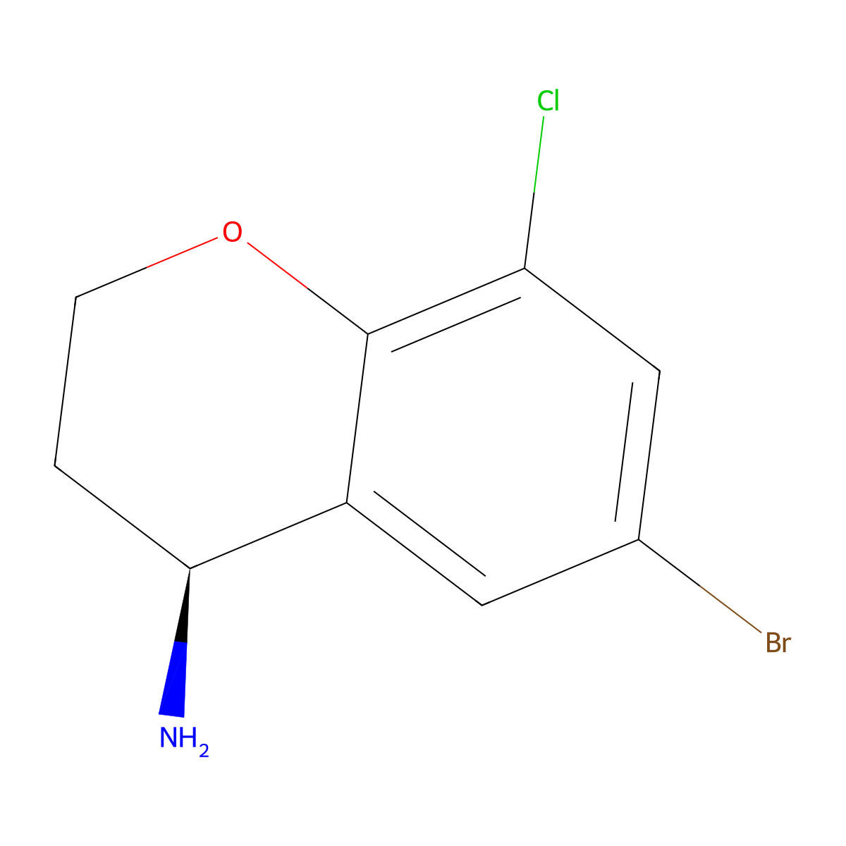 (S)-6-Bromo-8-chlorochroman-4-amine molecular structure, CAS 1213906-32-1