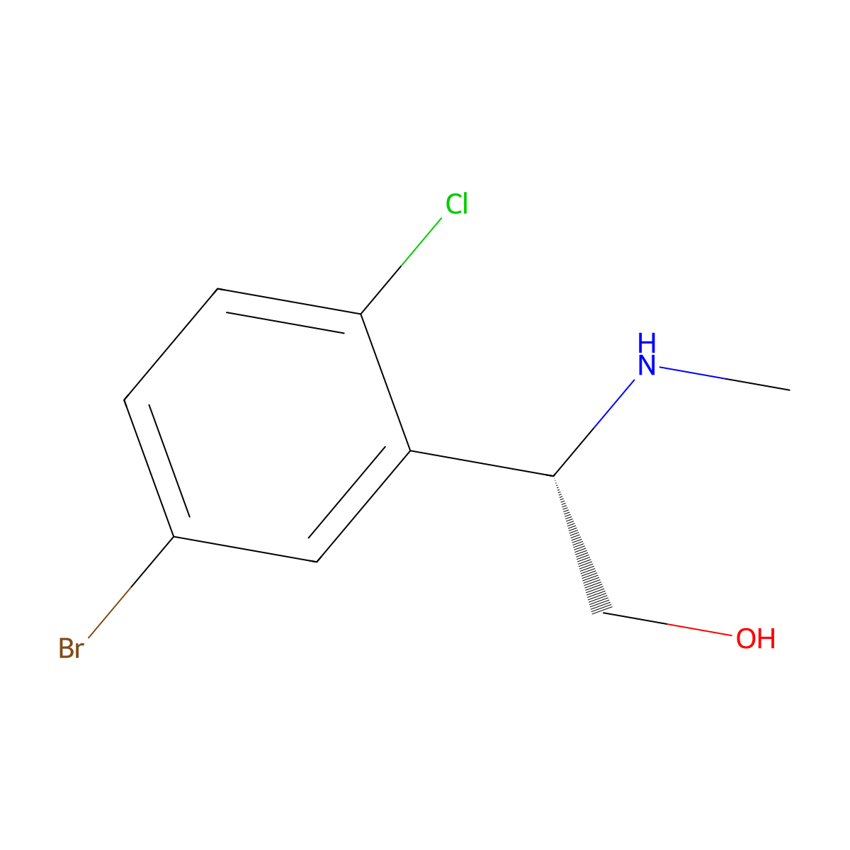 (S)-2-(5-Bromo-2-chlorophenyl)-2-(methylamino)ethan-1-OL molecular structure, CAS 1213909-12-6
