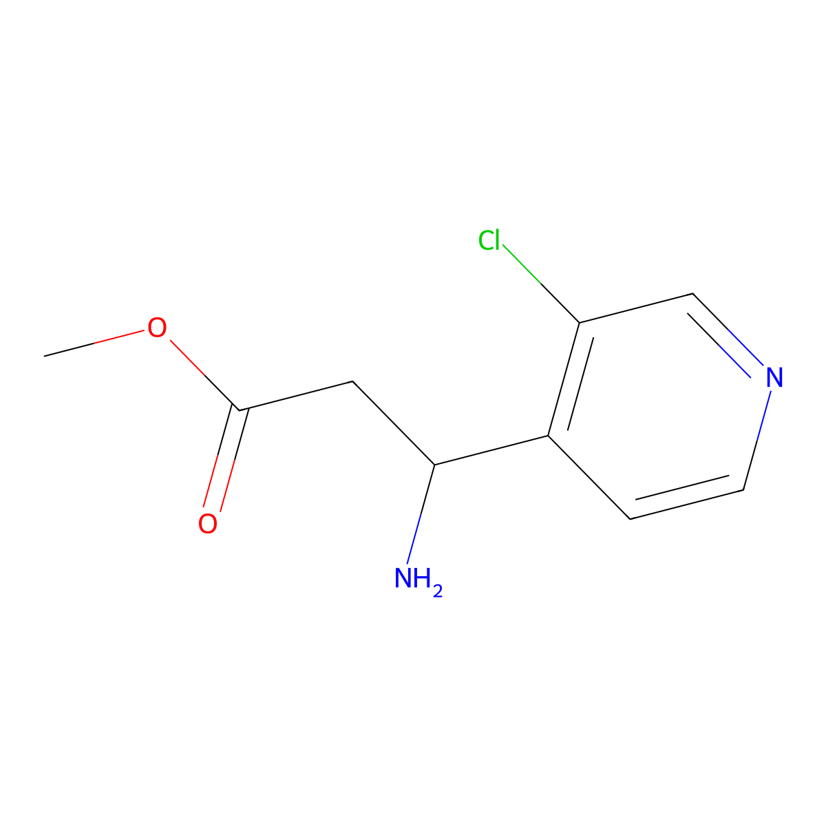 methyl (3S)-3-amino-3-(3-chloropyridin-4-yl)propanoate molecular structure, CAS 1213910-48-5