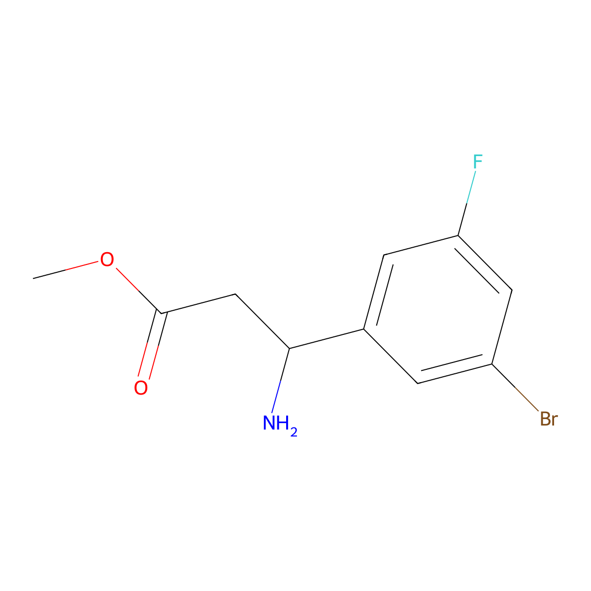 Methyl (R)-3-amino-3-(3-bromo-5-fluorophenyl)propanoate molecular structure, CAS 1213912-60-7