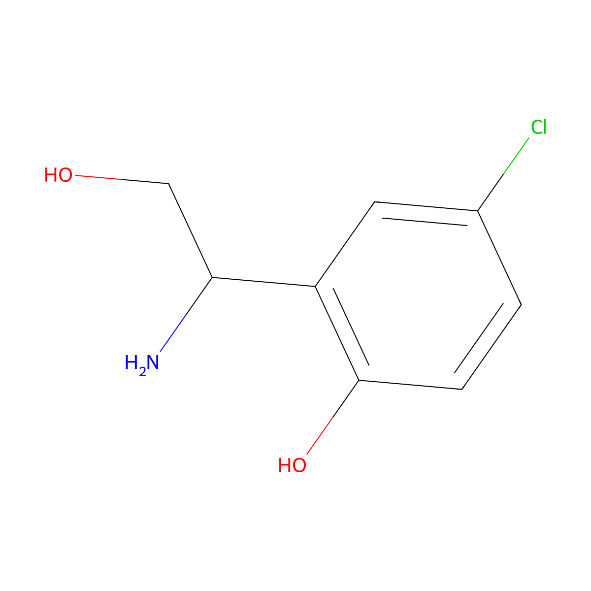 2-[(1S)-1-Amino-2-hydroxyethyl]-4-chlorophenol molecular structure, CAS 1213915-50-4